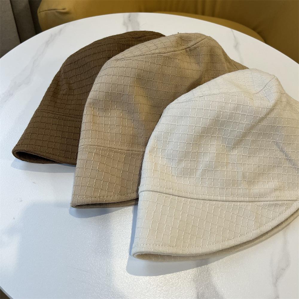 Plaid splicing casual fashion retro versatile street outing basin hat bucket hat bucket hat sun hat