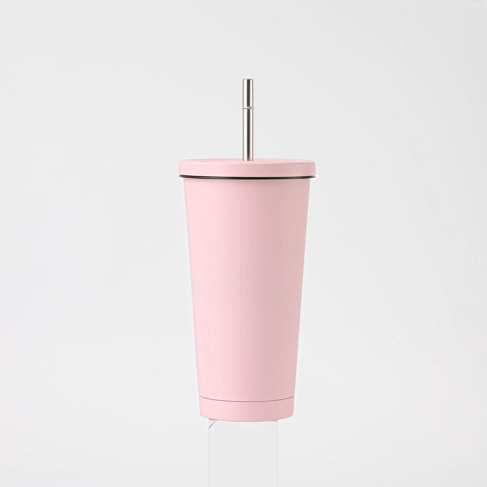 500ml Thermal Mug 304 Stainless Steel Double-Layer Vacuum Insulated Thermos Water Bottle Portable Coffee Cup with Straw