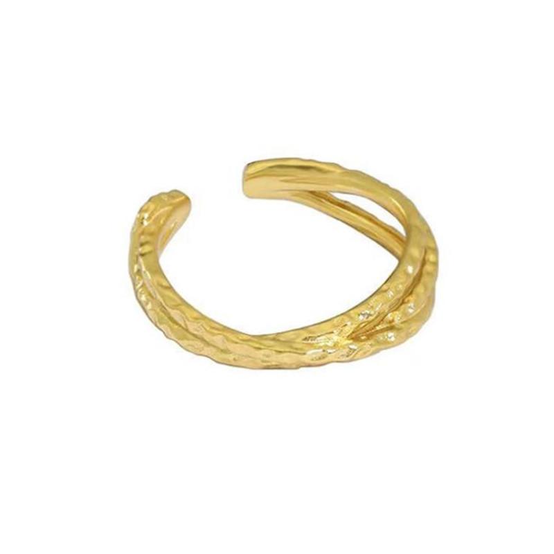 

New Arrival Geometric X-shaped Braided 925 Sterling Silver Jewelry Personality Interwoven Texture Opening Rings TYB442