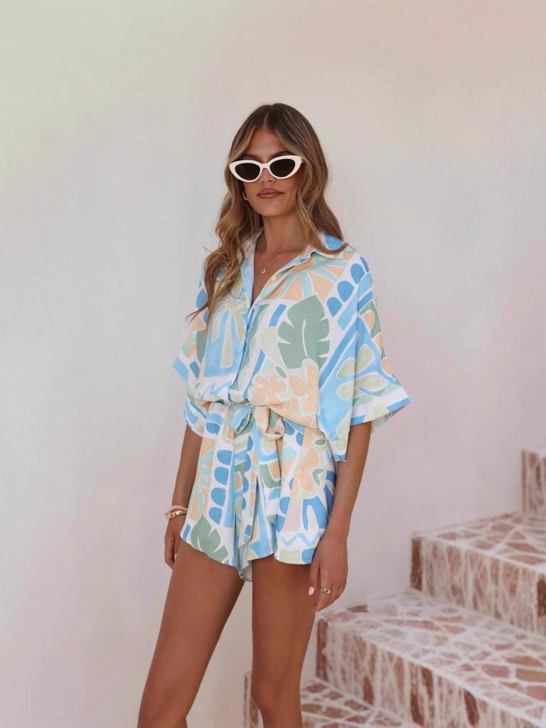 2025 Loose Casual Holiday Printed Linen Jumpsuit