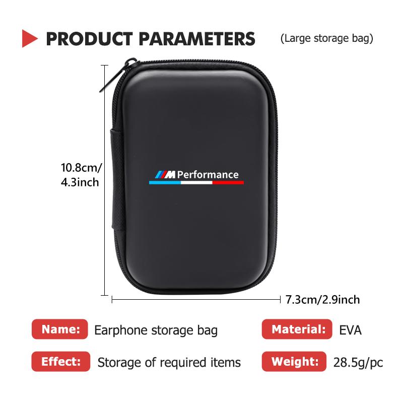XZFG7 Car Organizer EVA Storage Earphone Cable Case Bluetooth Bag For BMW Performance Alpina iX7 X1 X2 M3 M6 X3 X4 X5 X6 E62