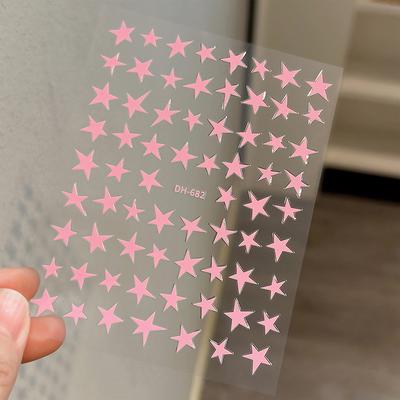 Jednoduché laserové stříbrné hvězdné nehtové samolepky holografické barevné samolepicí hvězdné obtisky DIY manikúra hvězdné jezdce