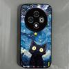 Case for TECNO SPARK 30C 4G Anime Black Cat Starry Cloud Print Phone Cover Acrylic Hard Back Shell With Flexible TPU Edge