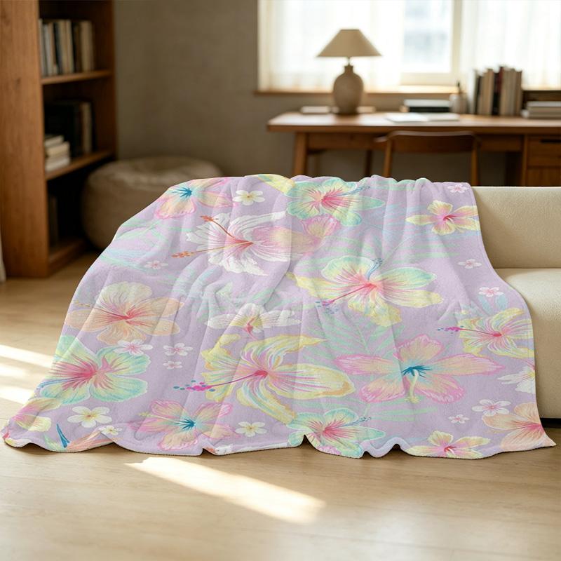 Soft Floral Fleece Blanket Breathable Cozy Lightweight All-Season Throw, Perfect for Home, Office, Halloween & Christmas