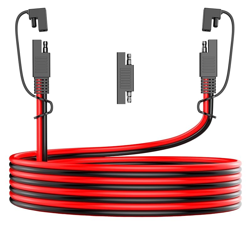 12AWG SAE Extension Cable, 10FT SAE Connector Extension Cable Quick Disconnect Wire Harness With Polarity Reverse Adapter For Solar Panel, Battery,