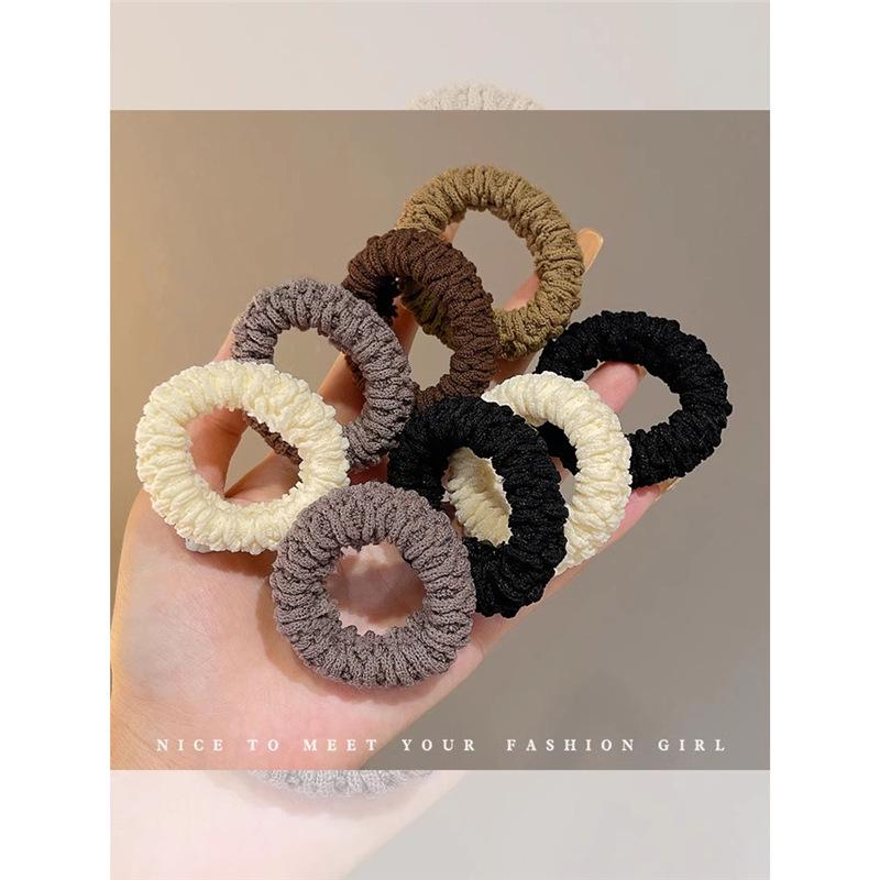 Milk Coffee High Elasticity Women's Ponytail Hair Tie - Durable Leather-Covered Rubber Band