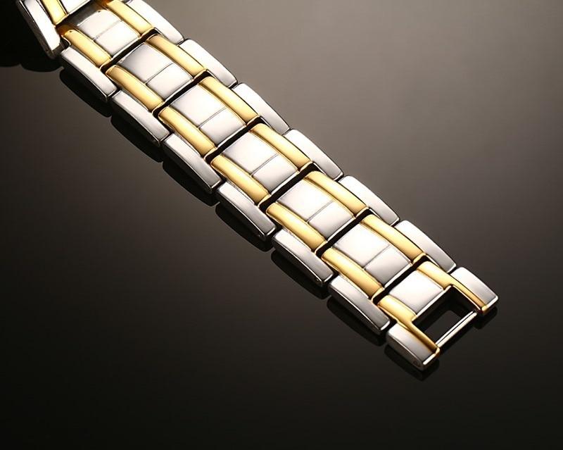 Rose Gold Color Titanium Steel Double Row Infrared Magnetic Bracelets Bangles Men Germanium Negative Fashion Jewelry