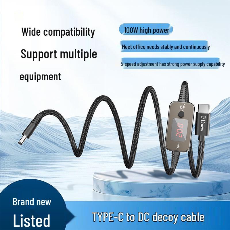 Adjustable Voltage PD Cable: Type-C To DC, Fast Charging for Routers & Laptops (Set of 34)