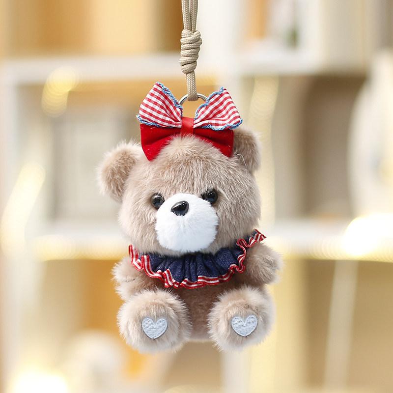 Plush Bear Keychain Cute Gift For Girls With Polyester Filling