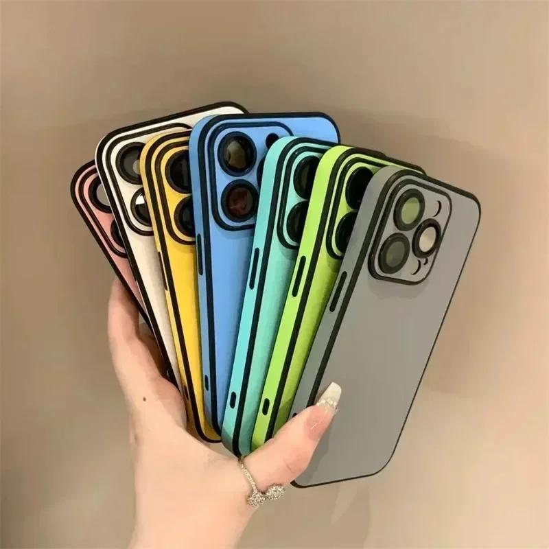 Luxury Leather Colorful Silicone Phone Case for iPhone 17 16 15 14 13 12 11 Pro Max Soft Bumper Matte Shockproof Simple Cover