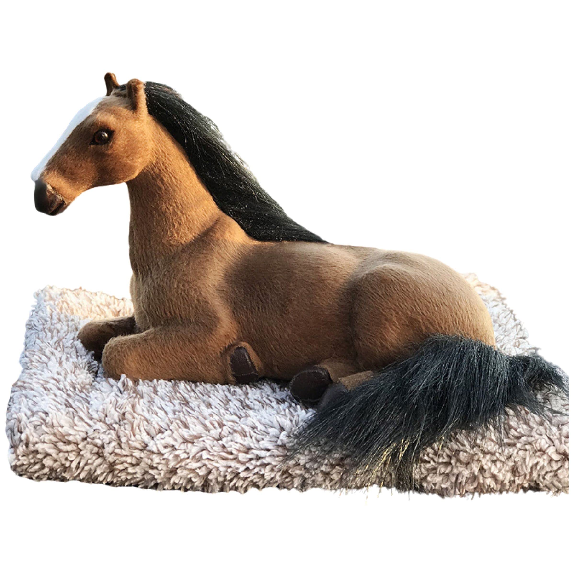 

Realistic Horse Figurine, Zodiac Model, 26x18cm, Plush Toy, Cute, Lifelike, Year of the Horse (Brown/Black)