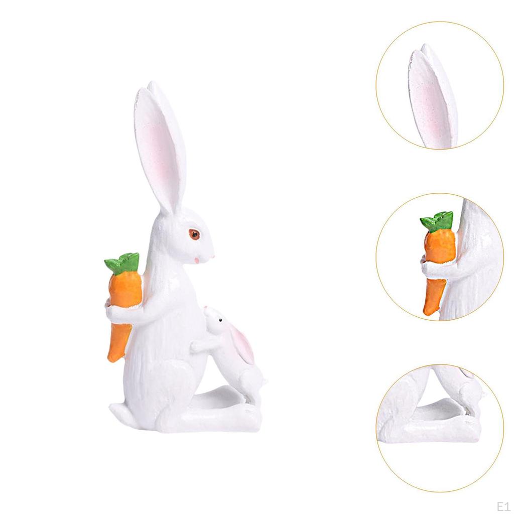 Mom Figurine Adorable Bunny Statue Tabletop Ornament Easter Cute Decorations Resin for Desk Living