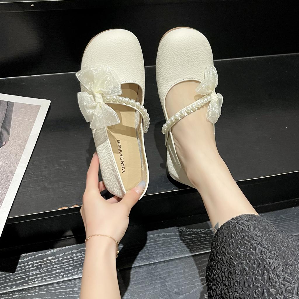 Fashion 2024 Female Footwear Casual Sneaker Round Toe New Summer Dress Moccasin Bow-Knot Round Toe Shoes Woman Mary Jane Shoes