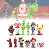 12 Entzückende Grinch-Figuren Weihnachten Thema Grüne Fellcharaktere Sammlerdeko