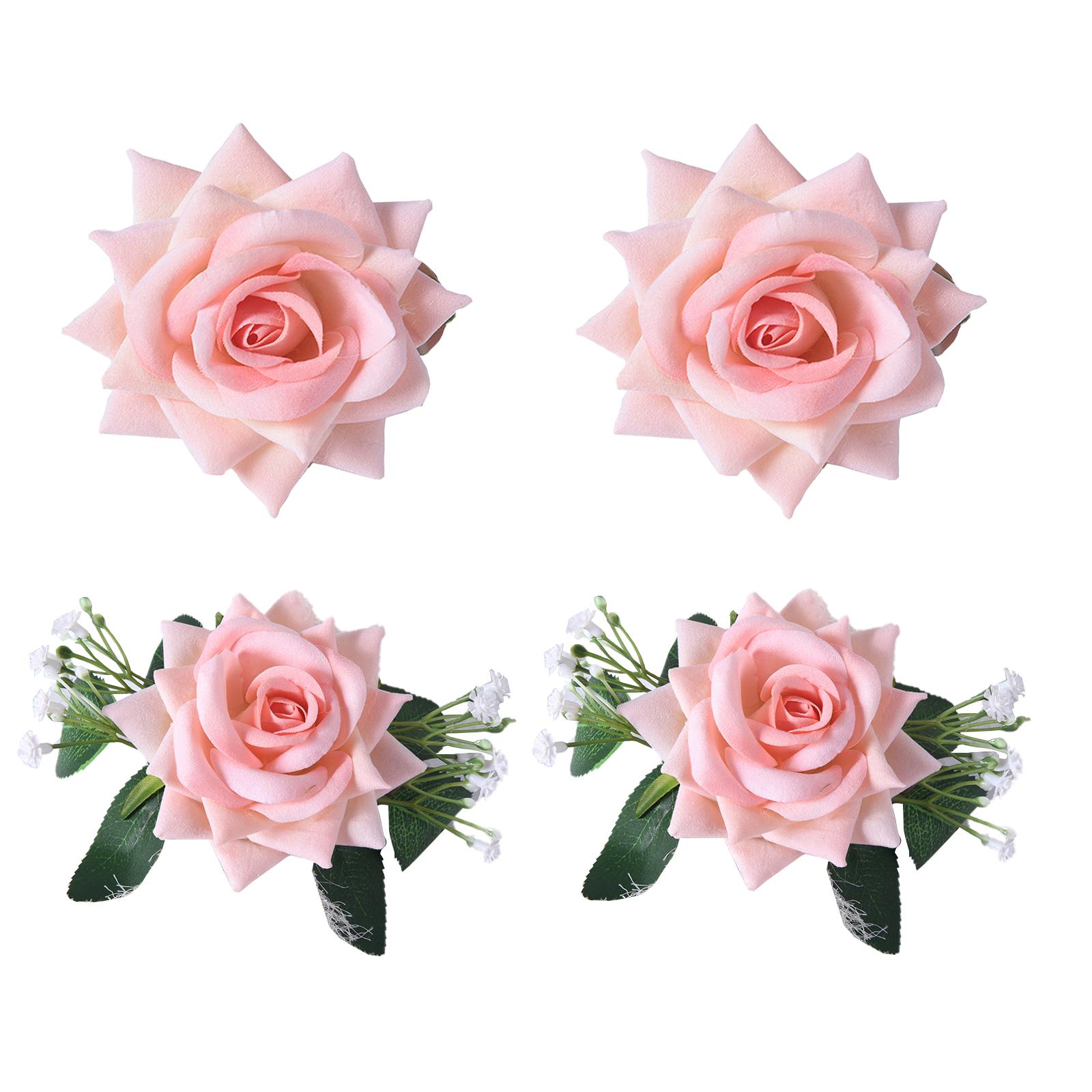 

4Pcs Florals Curtain Holdbacks Clamp Artificial Rose Flower Window Drape Tiebacks Clips Accessories for Wedding Decors
