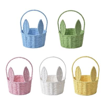 Fashionable Handmade Handwoven Rabbit Ears Basket Romance Styles Portable for Home Decoration and Storage Solution