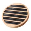 Round Wooden Jewelry Showcase Ring Display Tray Organizer White Leather