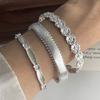 100% Solid 925 Sterling Silver Retro Bracelet for Women Men Vintage Handmade Flower Shape Bracelet Birthday Gift