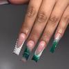 Medium and Long Water Pipe Nail Outer Size Fake Nail Piece Dark Green Three-dimensional Patch French Nail Piece European and American Nail Piece