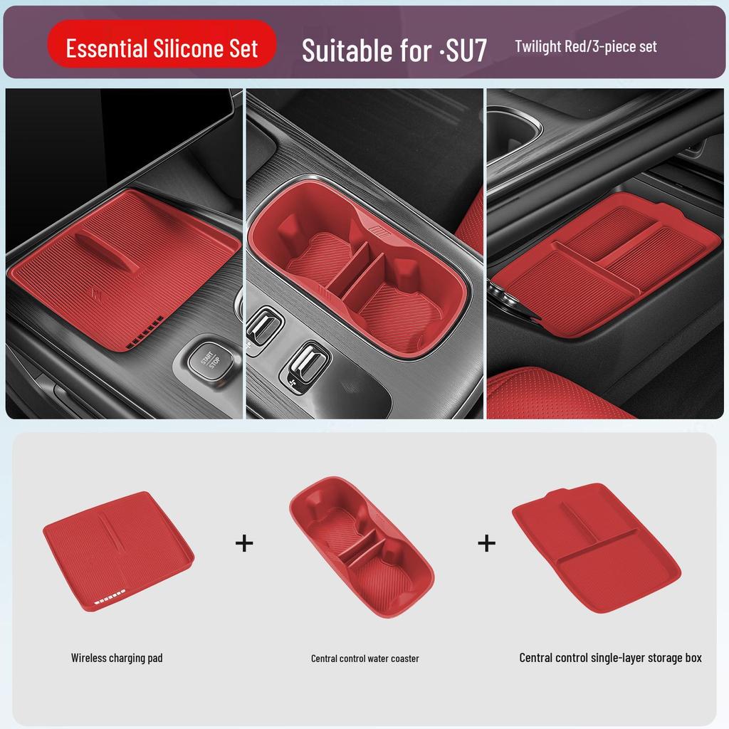 Silicone Mats for Xiaomi SU7/YU7: Center Console, Cup Holders, and Interior Essentials
