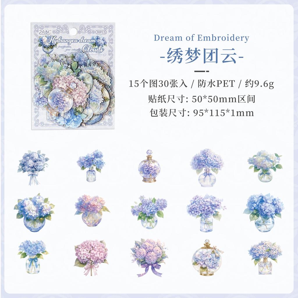 30-Piece Vase with Flower Theme Stickers Various Vases Colorful Blooms, Self-Adhesive for Journal Decoration DIY Crafts