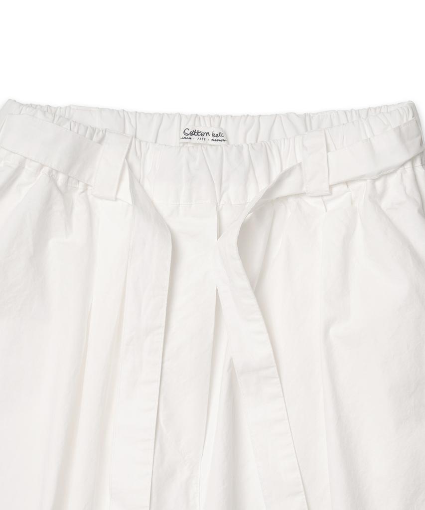 COTTON BELL Belt Cuff Wide Pants - White