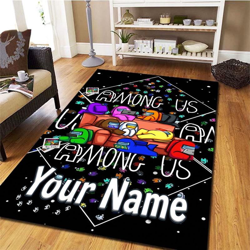 Among Us Custom Name Carpet Rug for Living Room Bedroom Home Sofa Decoration,Kids Play Non-slip Floor Mat