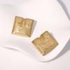 Stainless Steel Geometric Square Stud Earrings for Women Exaggerated Gold Color Irregular Textured Earrings Jewelry Party Gifts
