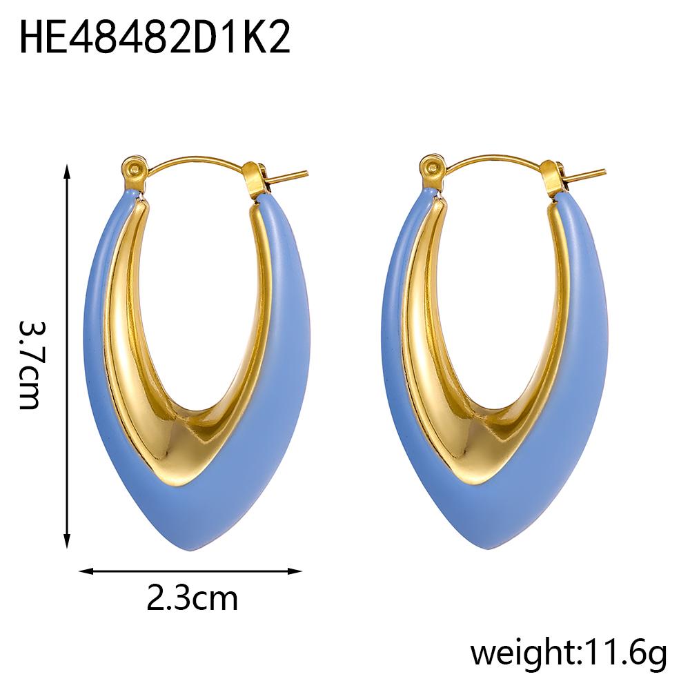 CARLIDANA New Simple and Fashionable U-shaped Stainless Steel Plated 18K Gold Plated Non-fading Oil Drop Earrings for Women