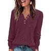 2025 Autumn/Winter Women's Round Neck Casual Long Sleeve Button Knit Top