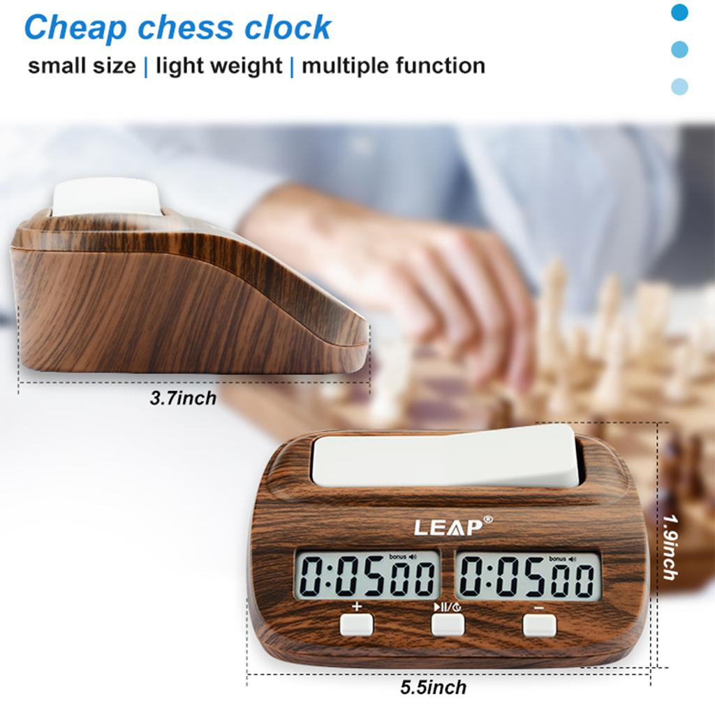 LEAP Chess Clock Digital Chess Timer with Delay and Bonus Professional for Board Games Timer Wood Grain Color3