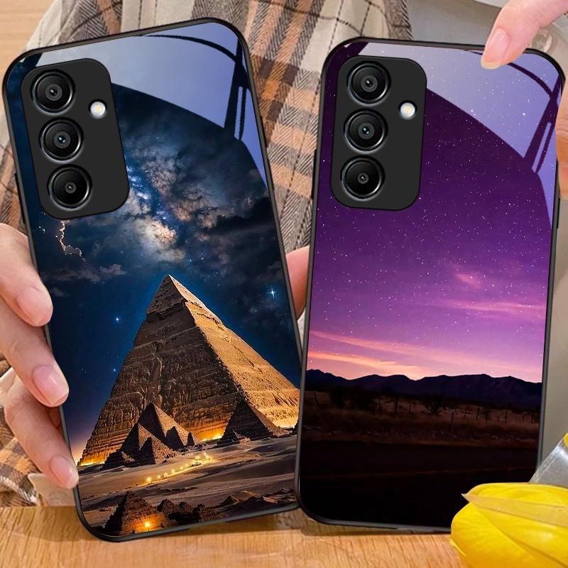 Pyramide Sternenhimmel Für Samsung Galaxy A15 5G 54 4G 51 50 24 35 90 71 12 51 53 52S 80 22 34 Schwarz Gehärtetes Glas Handyhülle