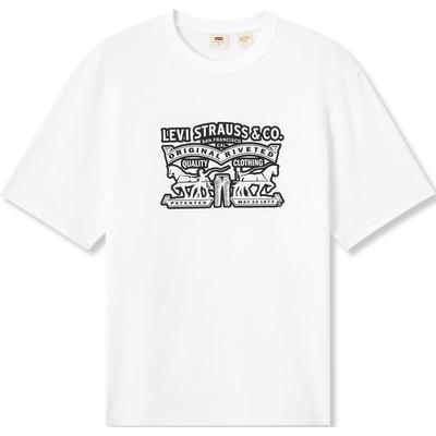 Levis Color Block Comfortable Knit Short Sleeve T-Shirt Unisex Tops White 002U1-0000