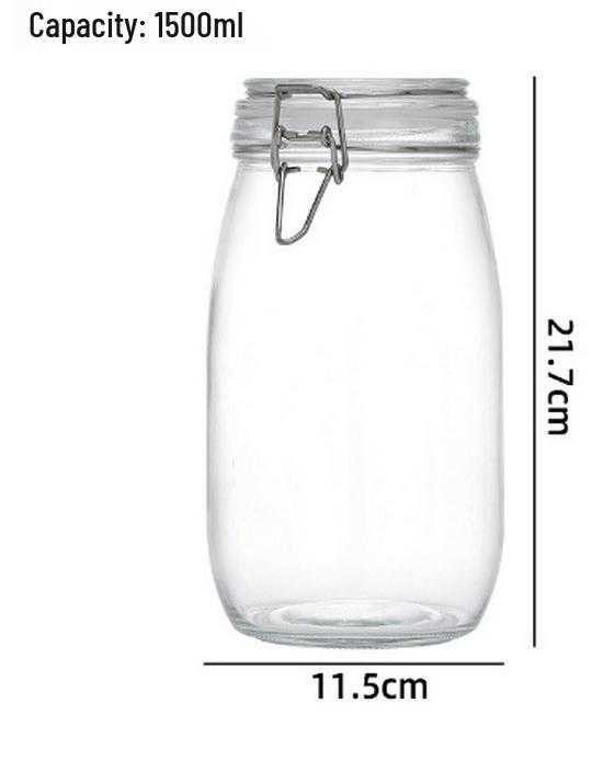 In Stock Transparent Graduated Glass Storage Jar with Sealed Buckle for Moistureproof Tea or Mason Jar Storage