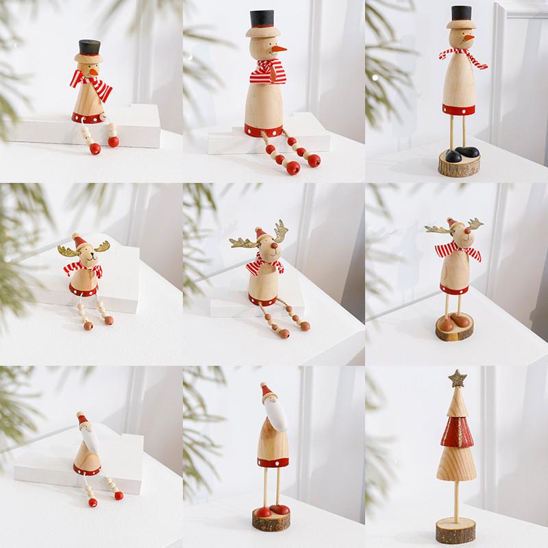 Santa Claus Reindeer Snowman Wooden Tabletop Ornament For Christmas Decoration