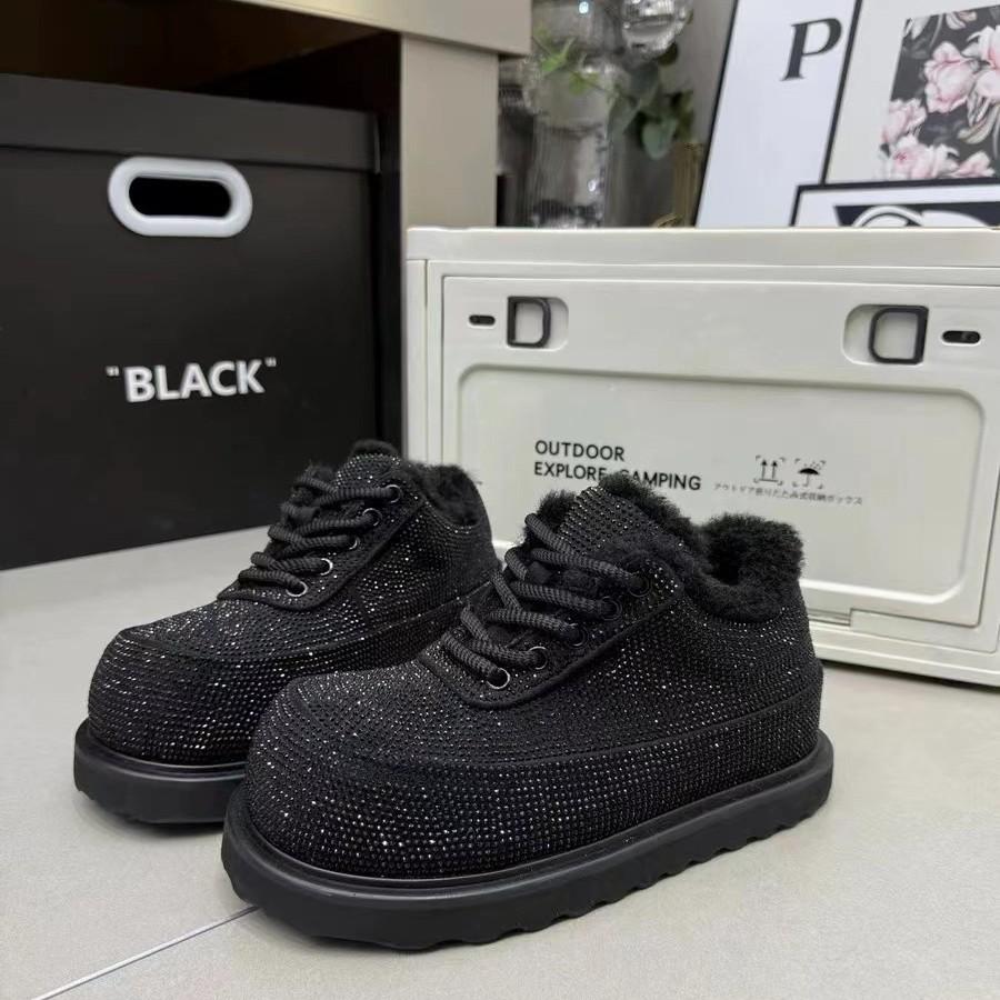 Stivali Martin con cristalli di diamante pieni autunno e inverno nuovi stivaletti corti con diamante pieno lucidi stivaletti in cotone con lacci per bambini