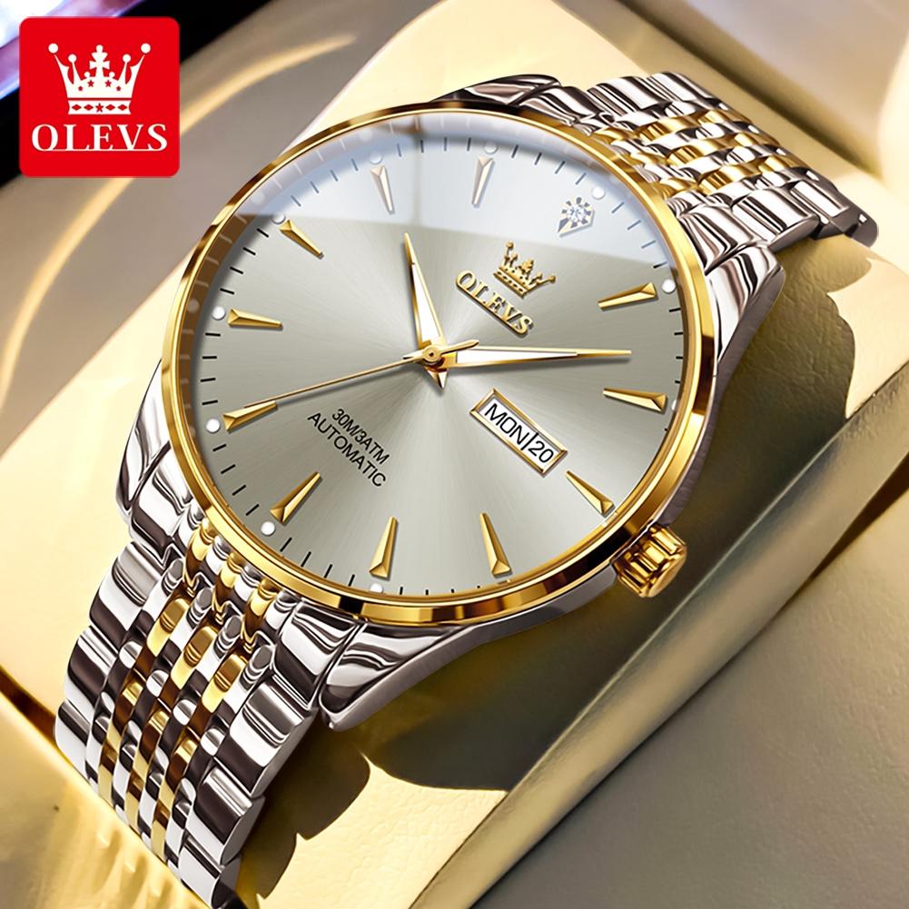 OLEVS 6635 Herrenuhr Automatikwerk Mechanische Armbanduhr Kalender Original Echte Uhr