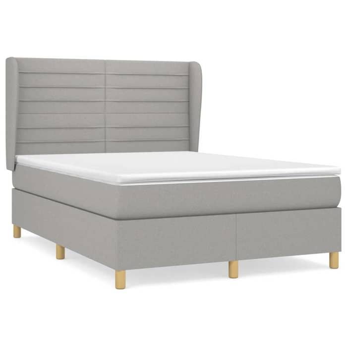 Maison Exclusive - Sommier à lattes de lit avec matelas Gris clair 140x190cm Tissu