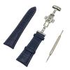 DauStage White Stitching Push-Push Watch Band with D-Buckle, Crocodile Embossed Strap, Spring Bars & Spring Bar Remover (Light Navy, 24mm)
