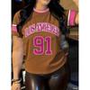 Fashion Casual Women's Sports Jersey Los Angeles NO.91 Print Short Sleeve T-Shirt Summer Graphic Tee Plus Size Sport T-Shirt