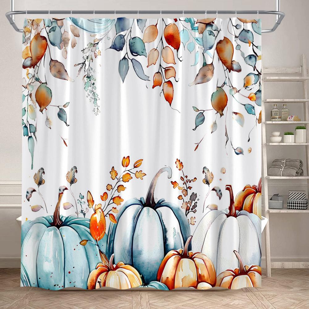

Autumn Mushroom Shower Curtains Cartoon Animals Squirrel Deer Pumpkin Sunflower Plants Bath Curtain For Bathroom Decor Polyester W60H190(CM)-1 Pcs