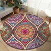 Boho Mandala Runder Teppich Bunter Blumendruck Bereichsteppich für Wohnzimmer Schlafzimmer Stuhl Rutschfeste Fußmatte Zuhause Küche Fußmatte