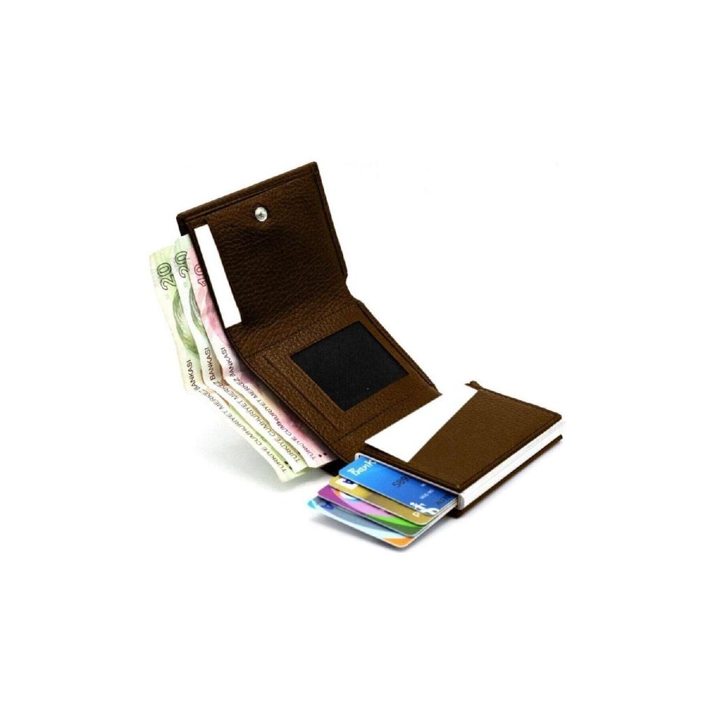 Kunstleder-Herrenmechanismus, veganes Leder-Kartenhalter-Portemonnaie-Portfolio, Lila