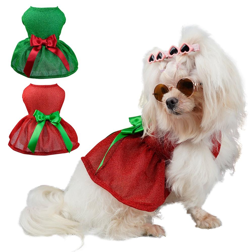 Dog Christmas Outfits Girl Dog Holiday Dress Lightweight Doggie Costume