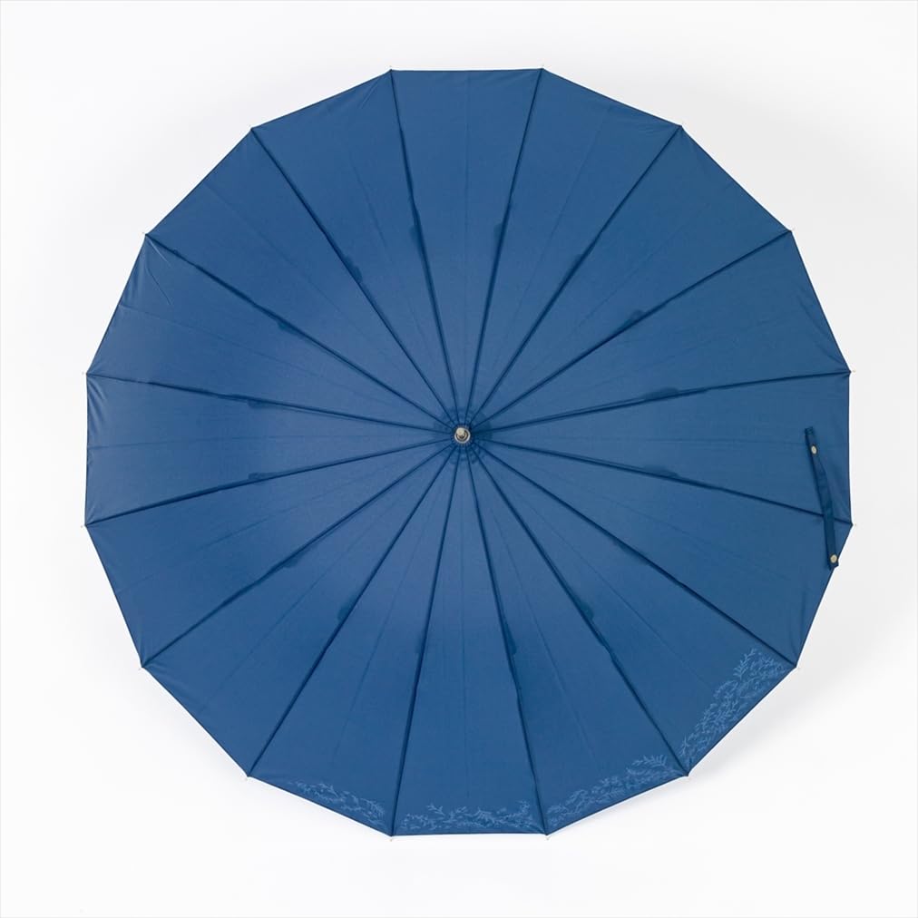 Ogawa 16 Navy Gift for or Special 53379 Women's Umbrella, Ribs, Large, Durable, Windproof, Water-Repellent, Jump-Style, Simple, Two-Tone Design, Blue,