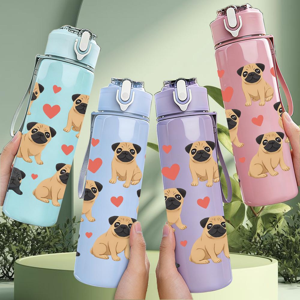 1 PZ Gruppo di Cuccioli Marroni Multipli 750ml Bottiglia d'Acqua Sportiva in Plastica Colorata Tappo con Cannuccia a Flip Anti-perdita Per Sport Ufficio Uso Domestico