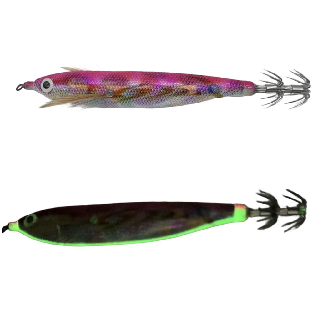 

Glow-in-the-dark Design Squid Jigs Shrimp Lure Built-in Rattling Beads 1