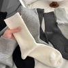 Pure And Versatile ~ White Socks Cotton Thin Piled Socks Are Sweet And Simple, Solid Color Style Casual High-Top