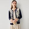 Women's Mulberry Silk Blend Abstract Print Long Sleeve Cardigan