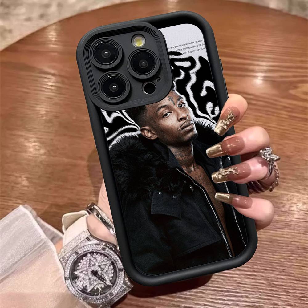 Rapper 21 Savage For IPhone 17 Pro Max 16 15 14 13 12 11 Plus Black Soft Phone Cover